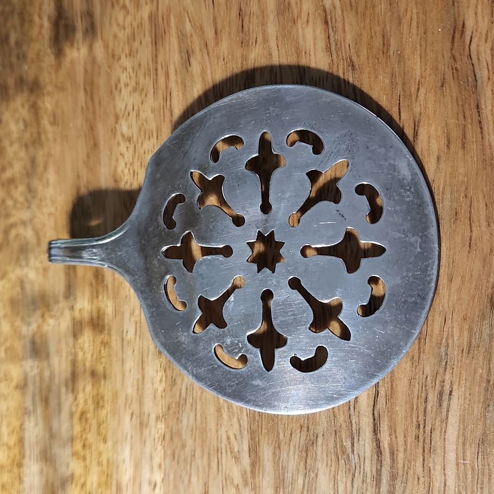 Vintage Flattened Openwork Serving Spoon Pendant